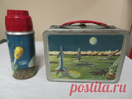 SATELLITE Outer Space Exploration Vintage Original Metal Lunch Box + Thermos '58 | eBay