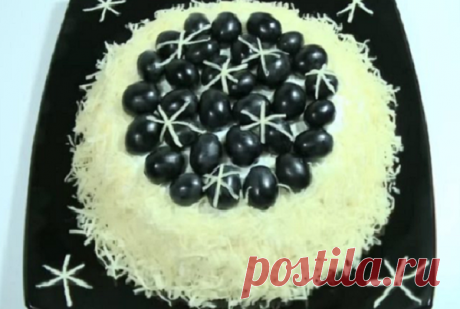 Красивый салат на праздничный стол - "Черный жемчуг на снегу" | Вкусные рецепты | Яндекс Дзен