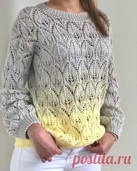 Ажурный свитер

Свитер связан из мерсеризованного хлопка Фиоре 8 от Ornaghi.
Длинна нити 330 м , цвет 290 и 161.
Вязала в 4 нити для более плавного градиента.
Расход на свитер 46 размера 710 гр.