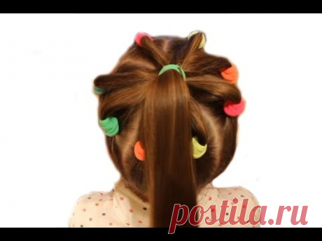 Венок (корзинка) из резинок и хвост - простая детская прическа❤ Hairstyle for school