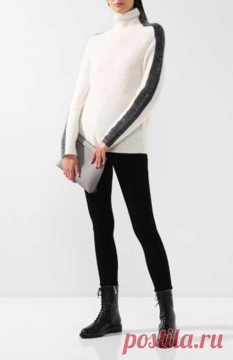 Женский черно-белый вязаный пуловер с высоким воротником GANNI — купить за 19750 руб. в интернет-магазине ЦУМ, арт. K1122