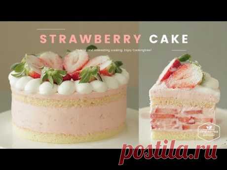 핑크핑크💕 딸기 듬뿍 케이크 만들기 : Strawberry Cake Recipe : いちごのケーキ | Cooking tree