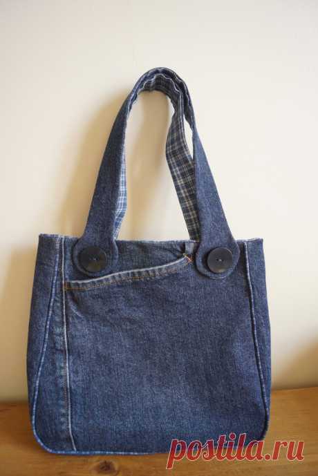сумочка для девочки джинсы и ткани синий и белый плитки. Сумки от mabelbul