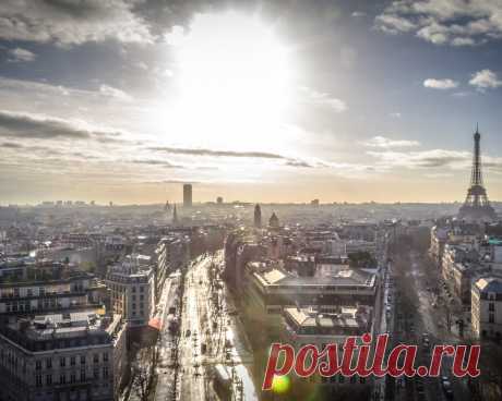Картинки франция, небо, париж, горизонт, сверху, город - обои 1280x1024, картинка №401661