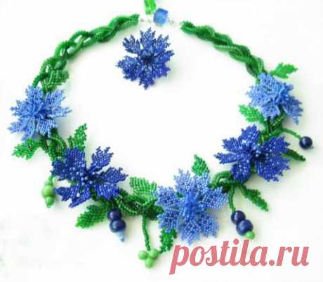 Necklace &quot;Cornflowers&quot;, beaded necklace scheme | Laboratory household