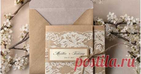 Pocket Fold Rustic Recycling Paper Lace Wedding Invites Kits