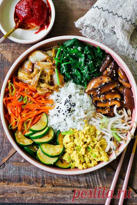 Vegan Bibimbap - Korean Mixed Rice with Vegetables