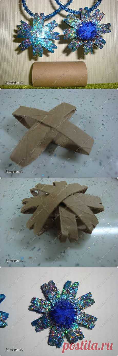 3D снежинки из картонных трубочек