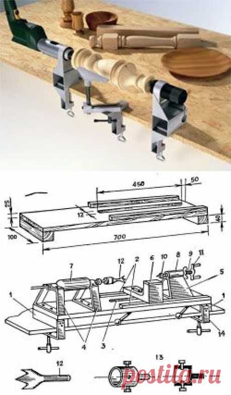 Токарный станок из дрели для работ по дереву - Домашнему мастеру - Сборник - Познавательный Интернет-журнал &quot;Умеха - мир самоделок&quot;