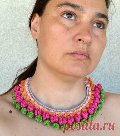 SALE folk mexican necklace chunky pom pom necklace unique