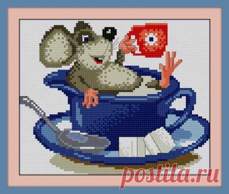 Cute Mouse in Cup Cross Stitch PDF Pattern Download Cross | Etsy