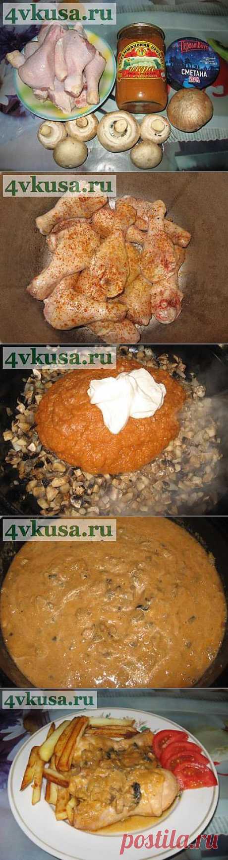 Курица в кабачковой икре с грибами. Фоторецепт. | 4vkusa.ru