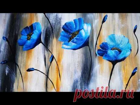 Acrylic painting for Beginners |Flower Painting on canvas | Acrylic painting technique