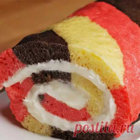 Neapolitan Swiss Roll Recipe by Tasty