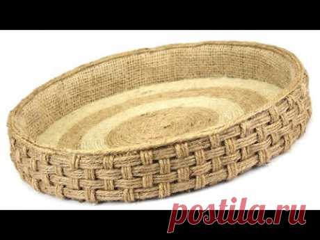 DIY Wicker Serving Tray with Jute Ropes and Cardboard | Jute Rope Tray