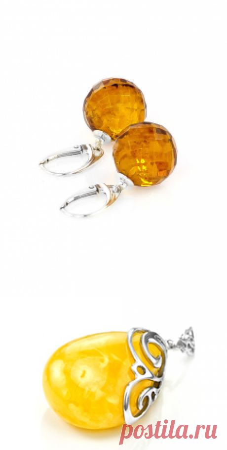 Серьги из натурального янтаря коньячного цвета в серебре «Шар алмазная грань» в интернет-магазине янтаря