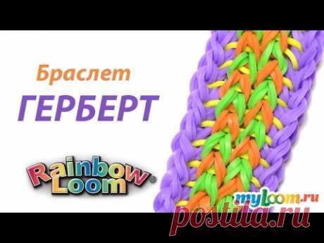 Браcлет ГЕРБЕРТ из резинок Rainbow Loom Bands. Урок 309 | Bracelet Rainbow Loom - YouTube