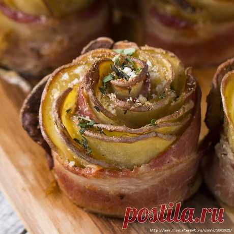 Хрустящие картофельные розы: картофель+бекон — отличная закуска для особого случая — Вкусно!
