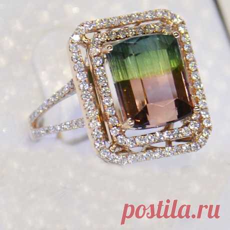 tourmaline and diamond rose gold ring