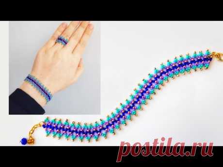 Dıy💍Kum Boncuktan Zarif Bileklik & Yüzük Yapımı. Super Easy Simple Beaded Ring & Bracelet Making.