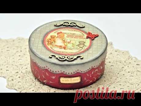 Decoupage pudełko retro - tutorial DIY