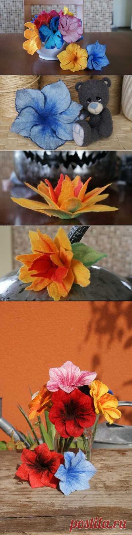 Цветы в технике мокрого валяния из шерсти. Фото мастер-класс.
