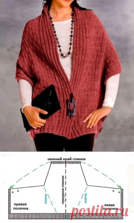 Стильный жилет-пончо. Описание | Вязание для женщин спицами. Схемы вязания спицами