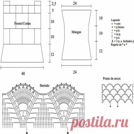 Кружевной джемпер крючком. Выкройка и схемы – Paradosik Handmade - вязание для начинающих и профессионалов