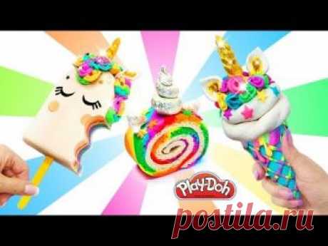 Play Doh Unicorn Set. How to Make Rainbow Food. Creative DIY for Kids