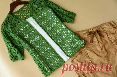 Crochet and arts: green crochet cardigan