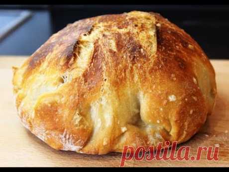 ХЛЕБ без ЗАМЕСА, готовим тесто для хлеба, не трогая муку руками.