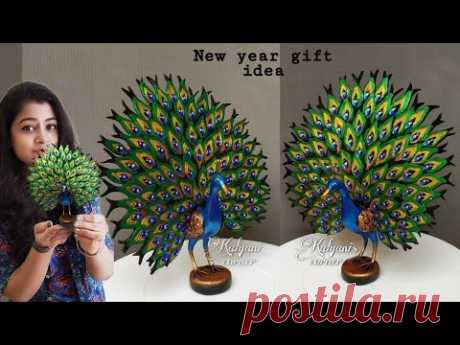 Unique peacock showpiece making at home/Gift items showpiece/Paper craft ideas/Kalyani's corner