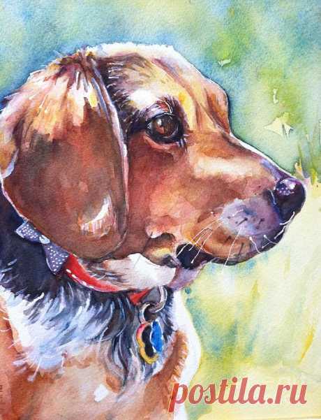 Beagle Dog by Maria Reichert Beagle Dog Painting by Maria Reichert