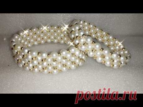 DIY beautiful beaded bangle tutorial#simple#easy#pearl craft