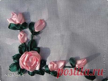 Мастер-Класс розы - вышивка атласными лентами.