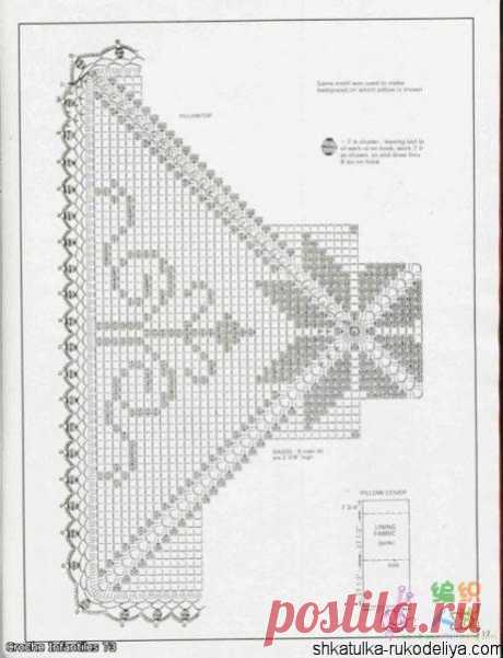 Филейная подушка крючком. Схемы филейного вязания подушек | Шкатулка рукоделия