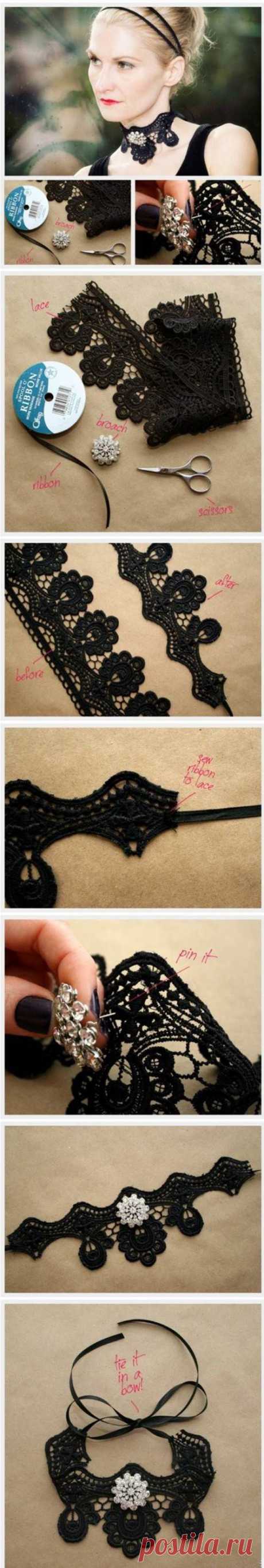 DIY Fashionable Lace Choker | iCreativeIdeas.com