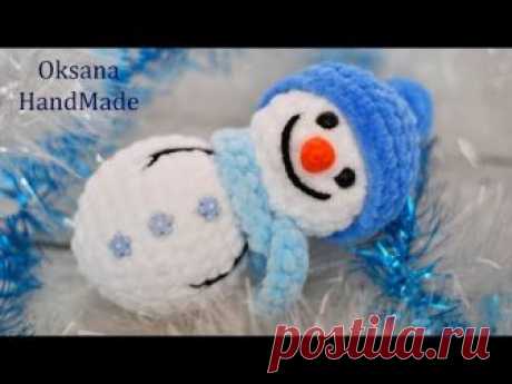 Снеговик крючком из плюшевой пряжи. Мастер класс и Схема! Snowman crochet