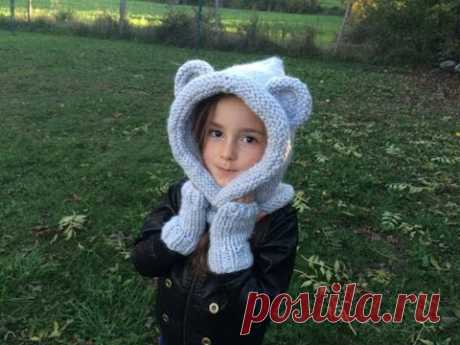 Tuto tricot : Capuche oreilles d'ours / Knitted bear hooded cowl easy