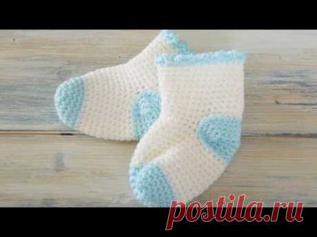 (Crochet) How To - Crochet Newborn Baby Sock Booties