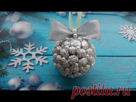 Новогодний шар на елку из фольги  / Christmas ball of foil / Relógios bola de papel alumínio.