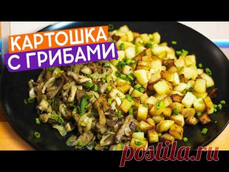 Жареная картошка с грибами вешенками! Быстрый рецепт хрустящей картошки.