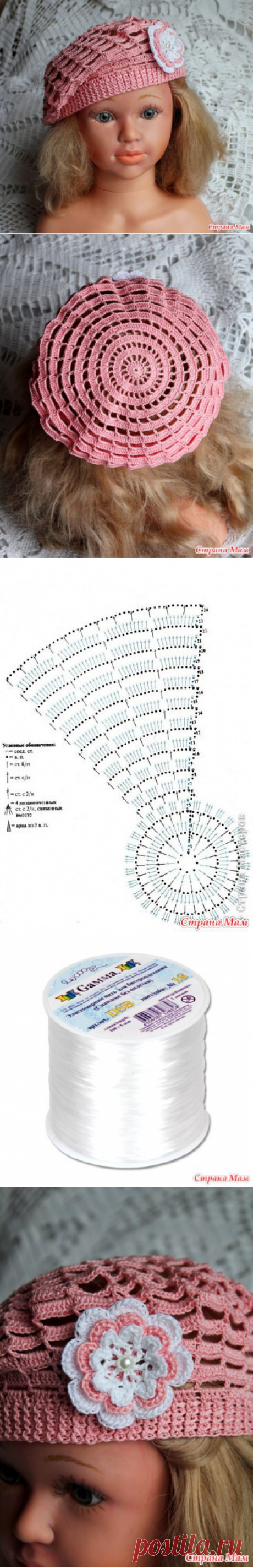 Ажурный берет для девочки на 2 года (уровень "для начинающих") - Вязание - Страна Мам