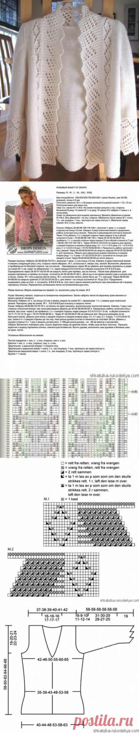 Жакет с ажурной каймой спицами. Схема вязания жакет спицами | Шкатулка рукоделия