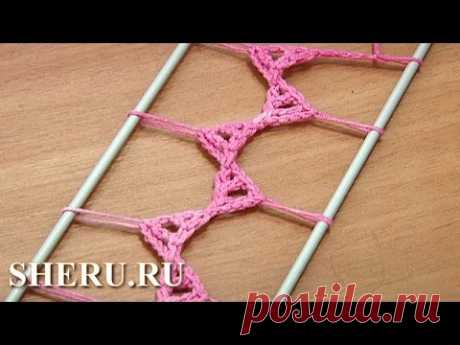 Hairpin Strip Lace Pattern  Урок 20 Сложные столбики в основе шнура ленты
