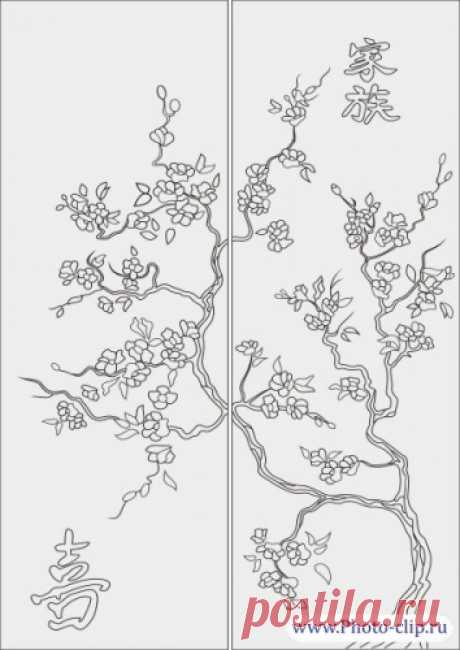 Пескоструйный рисунок Дерево сакура