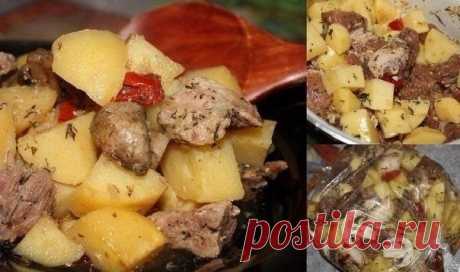 Как приготовить мясо с картофелем в рукаве - рецепт, ингридиенты и фотографии