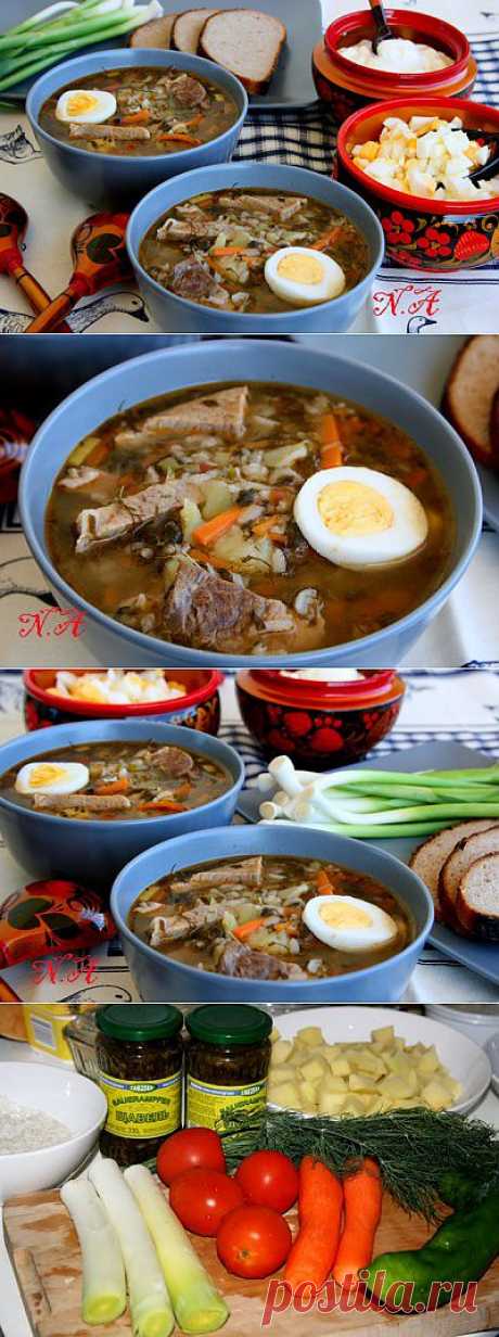 Весенний суп с щавелем и рисом : Первые блюда