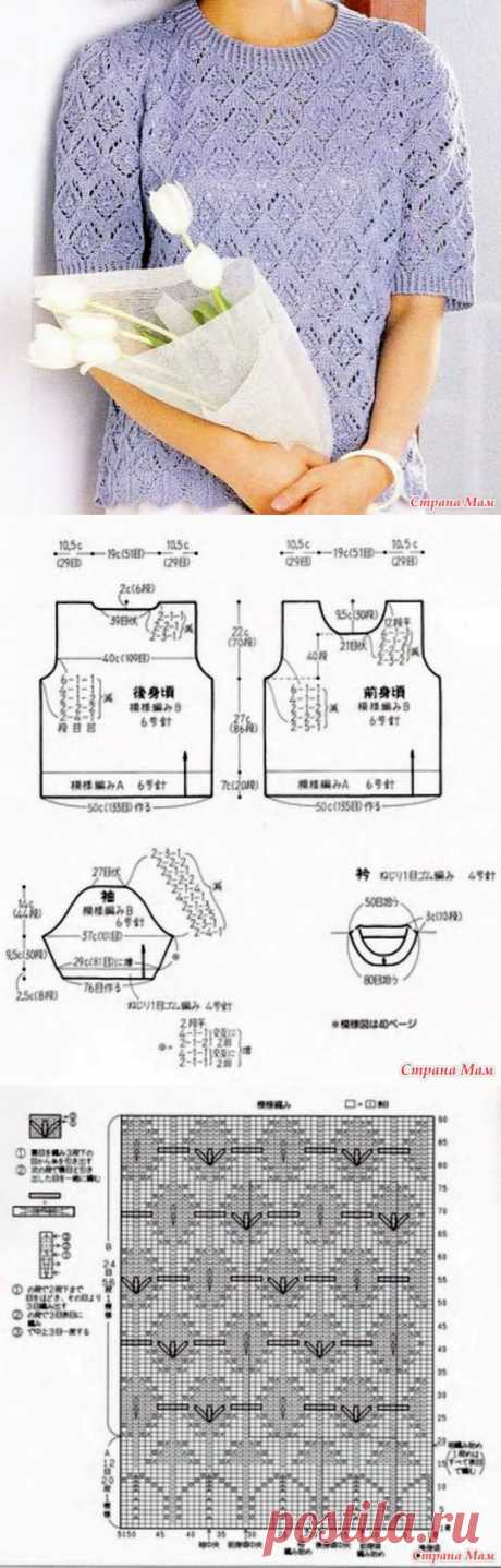 Летний джемпер спицами. - ВЯЗАНАЯ МОДА+ ДЛЯ НЕМОДЕЛЬНЫХ ДАМ - Страна Мам