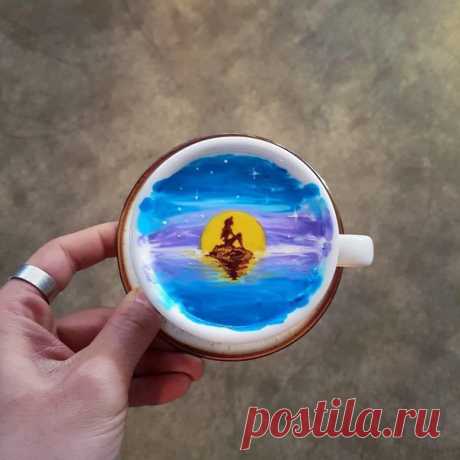 Бариста из Южной Кореи создает удивительные рисунки прямо в кофейной чашке 😳 Выпили бы такой кофе? ☕